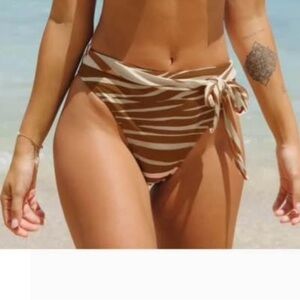 NWT: Cupshe Tan and White Striped Bikini Bottom
